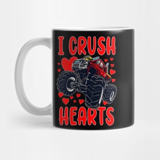 Boys Valentines Monster Truck Kids Toddler I Crush Hearts Mug